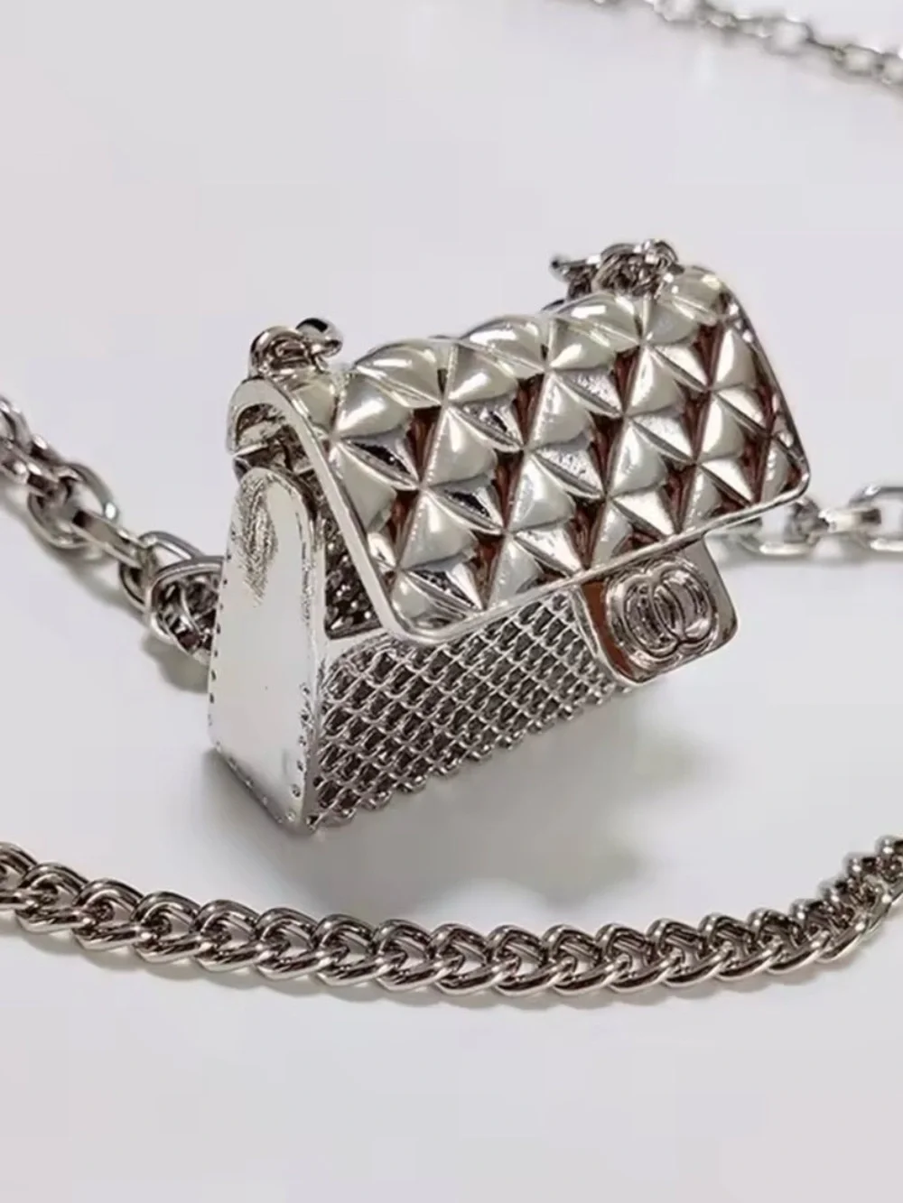 Silver Color Chain Belt. Adjustable Long Band Mini Packet. - Picture 3 of 5